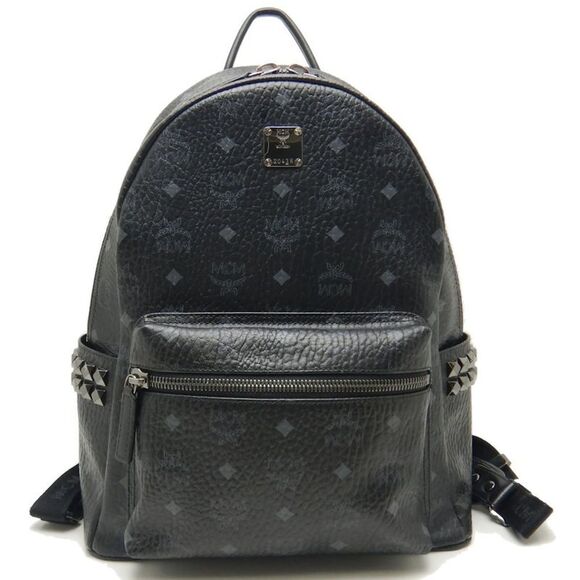 MCM Stark Visetos Black Leather Backpack Bag (Pre-Owned) - Picture 9 of 10